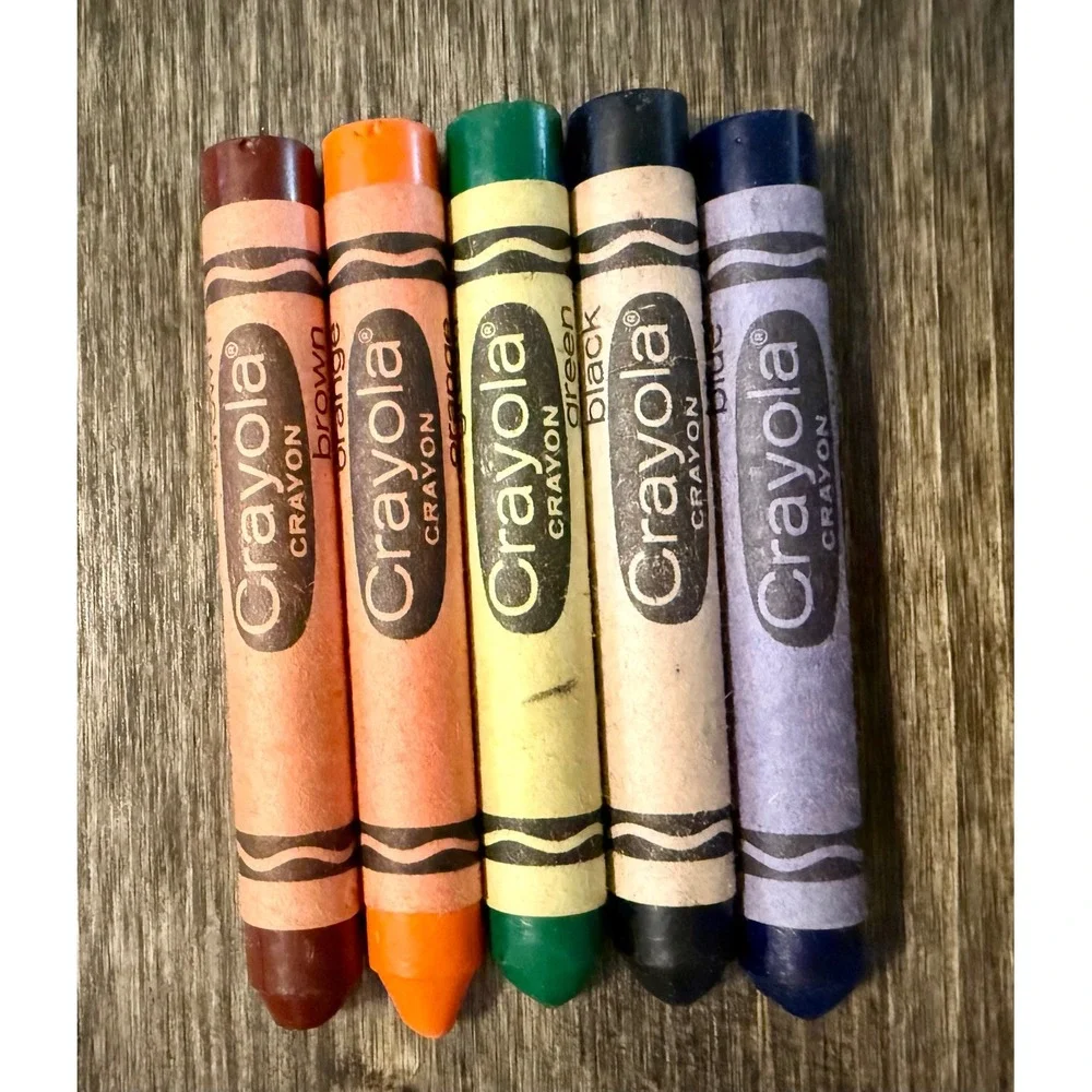 Crayola Anti-Roll Crayons Vintage Binney & Smith 8 Large Multi Fair 80-B USA
